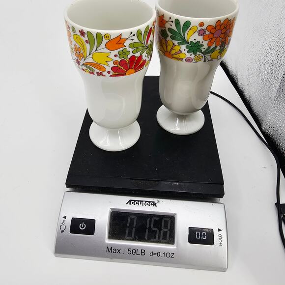 Vintage Mid Century 2 PC Floral Parfait Dessert Cups Made in Japan Hippie Boho - Picture 8 of 8